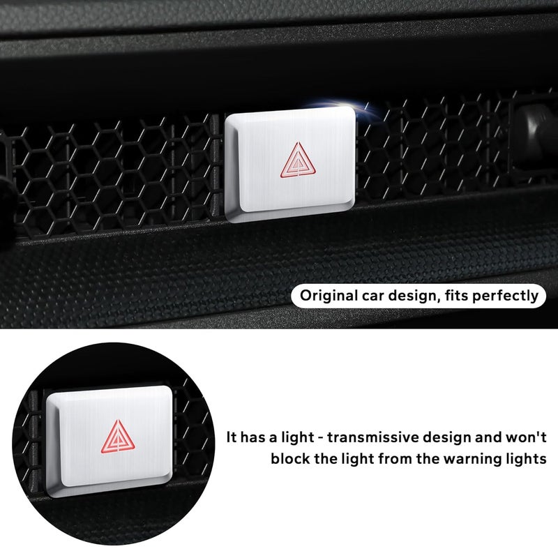 Polodunn for Honda Civic 2022-2025, for Accord/HRV/CRV 2023-2025, for Acura Integra 2023 2024 - Hazard Warning Light Push Button Cover, Emergency Flashers Trim Accessories (Silver) - Image 2
